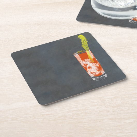 血メアリーまたは血シーザー スクエアペーパーコースター (アングル)