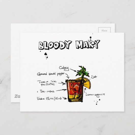 血メアリーカクテルレシピ ポストカード (正面/裏面)