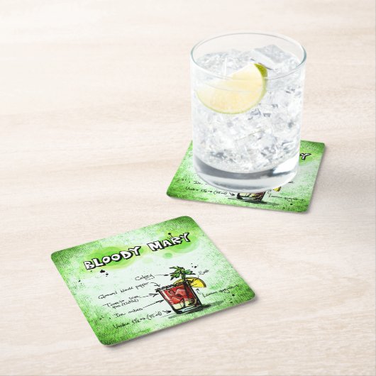 血メアリードリンクレシピ スクエアペーパーコースター (インサイチュ)