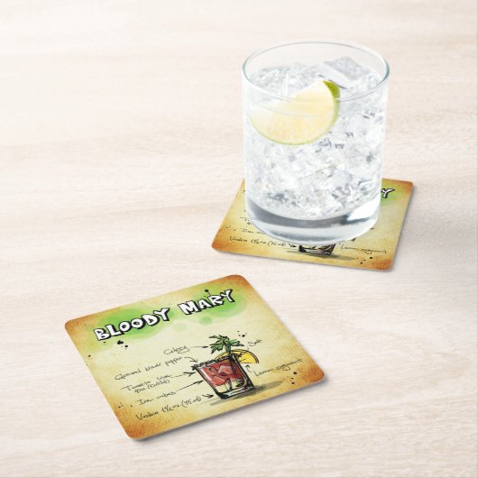血メアリーバーテンドリンクレシピ スクエアペーパーコースター (インサイチュ)