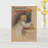 血メアリー鏡カワイイ小さな女の子 カード (黄色い花)
