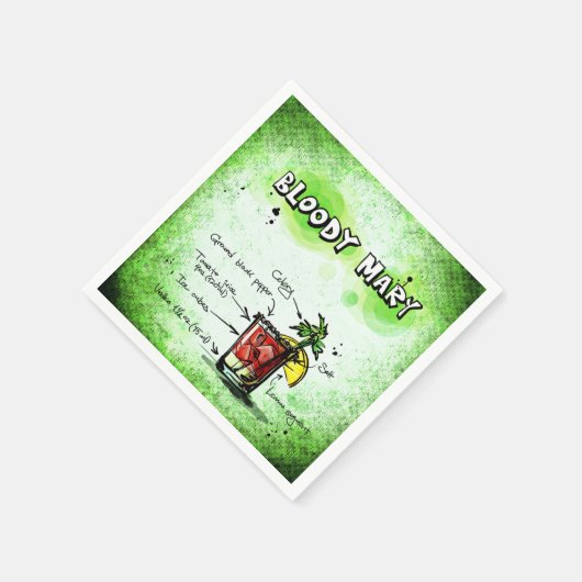 血メリーのバーテンダーの飲み物のレシピ スタンダードカクテルナプキン (角)