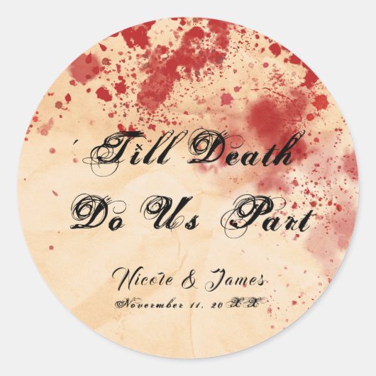 血ヴィンテージ紙ハロウィンゴシック結婚ズ ラウンドシール (正面)