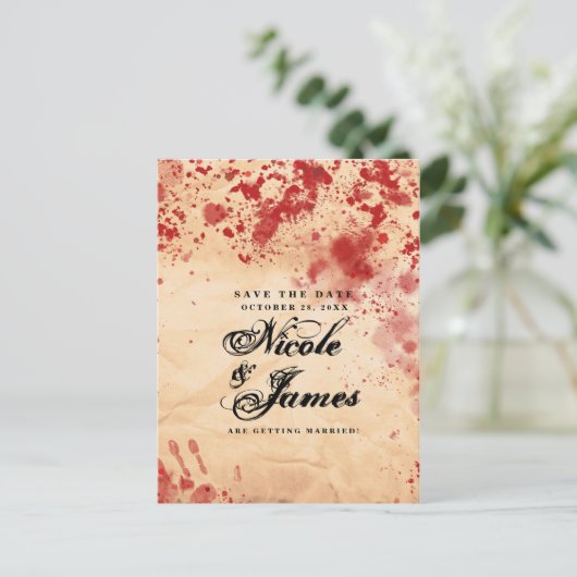 血ヴィンテージ紙ハロウィーン日付を保存 案内ポストカード (スタンド正面)