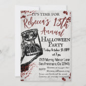 血不気味スケルトンハローウィンパーティ招待状 招待状 (正面)