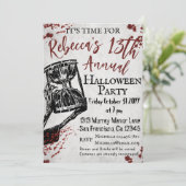 血不気味スケルトンハローウィンパーティ招待状 招待状 (スタンド正面)