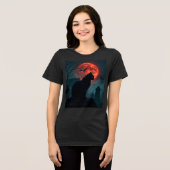 血不気味月の下の屋上猫 トライブレンドＴシャツ (正面全面)