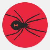 血不気味赤の背景にクモのシール ラウンドシール (正面)