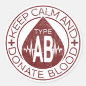 血保紋付献血エンブレムAB型 ラウンドシール (正面)