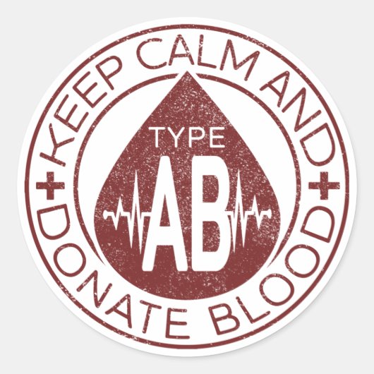 血保紋付献血エンブレムAB型 ラウンドシール (正面)