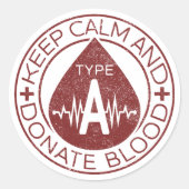 血保紋献血エンブレムA型 ラウンドシール (正面)