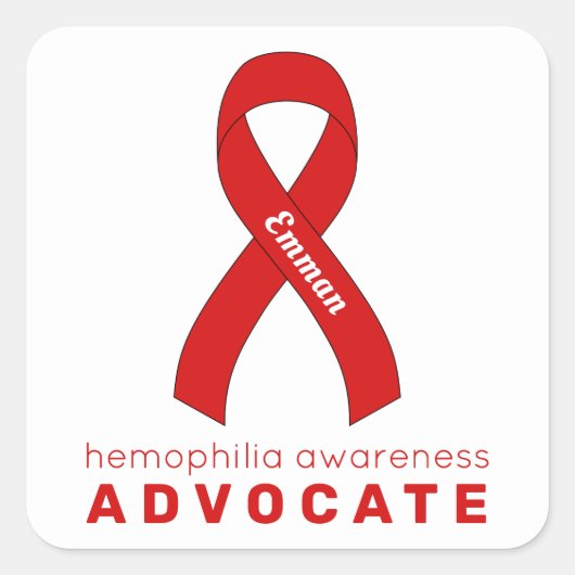 血友病提唱白スクエアステッカー スクエアシール (正面)