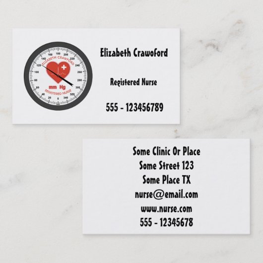 血圧のモニターのナースの医者ヘルスケア 名刺 (正面/裏面)