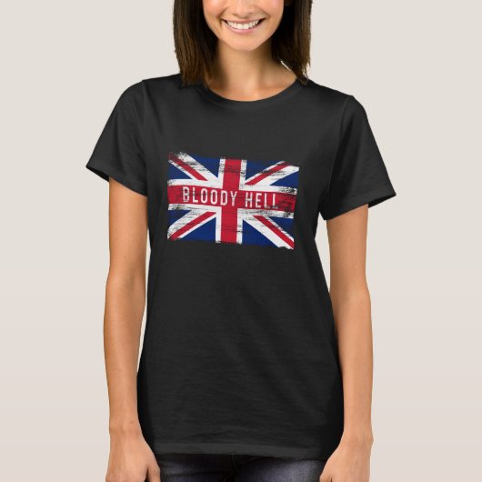 血地獄おもしろい英国スラングプライド英国国旗のエングル Tシャツ (正面)
