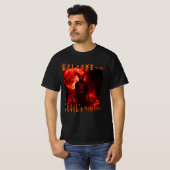血塗られた月と夜の墓地に佇む悪魔サタン Tシャツ (正面フル)