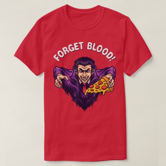 血忘れ中ピザヴァンパイアハロウィーン Tシャツ (デザイン正面)