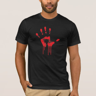 血手のプリントのワイシャツ Tシャツ