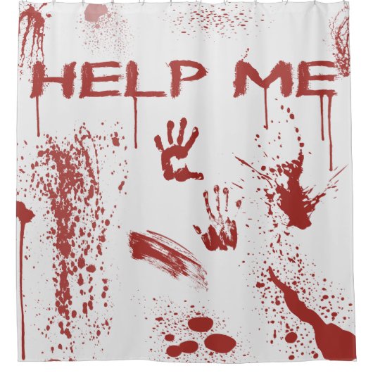 血手のプリントの血はハロウィンをはね飛ばしました シャワーカーテン (正面)