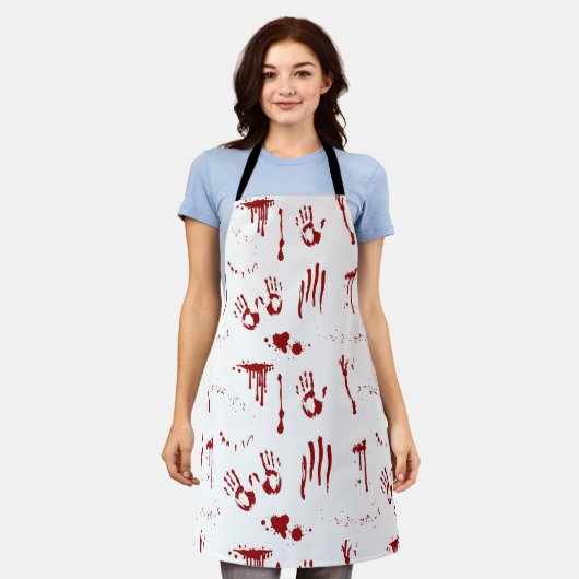 血手摺り血痕と血（ばちゃばちゃ）跳ねる エプロン (着用した状態)