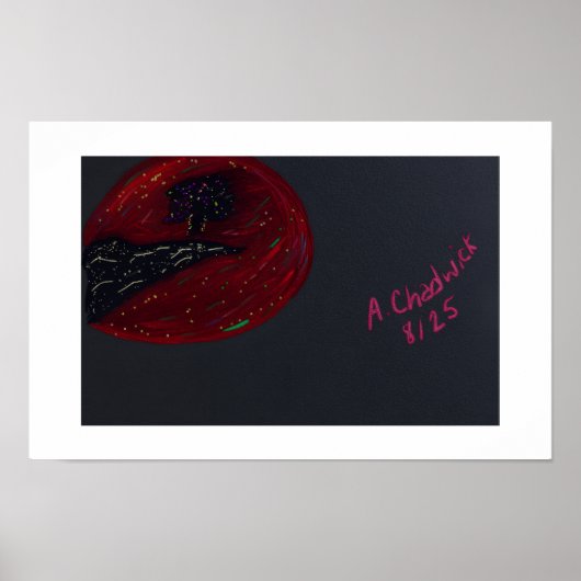 血月夜景ポスターデジタルオイルペイント ポスター (正面)