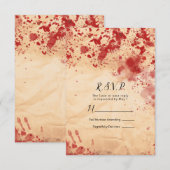 血染めのヴィンテージペーパー ハロウィン ゴシック RSVP 返信 (正面/裏面)