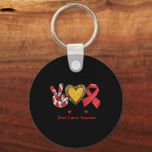 血液がん認識度ピースラブキュアレッドリボン キーホルダー (正面)