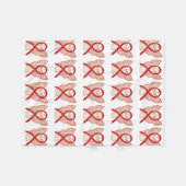 血液がん認識度レッドリボンケモブランケット フリースブランケット (正面(横))