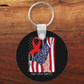 血液がん認識度ヴィンテージ米国国旗Red R キーホルダー (正面)