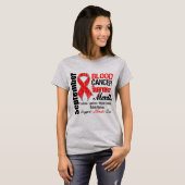 血液がん認識度月赤いリボン Tシャツ (正面フル)