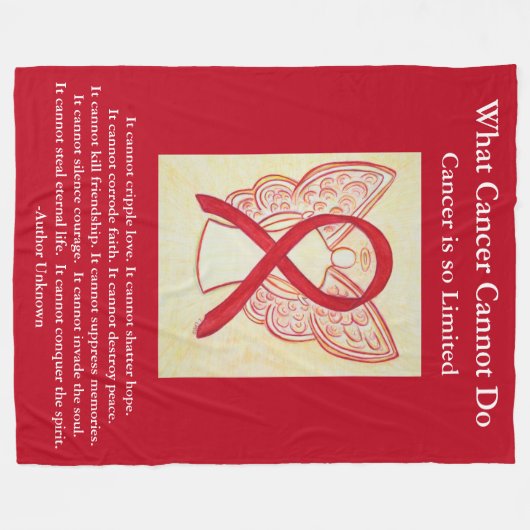 血液がん赤認識度リボンChemoブランケット フリースブランケット (正面(横))