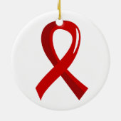 血液の癌の赤いリボン3 セラミックオーナメント (裏面)