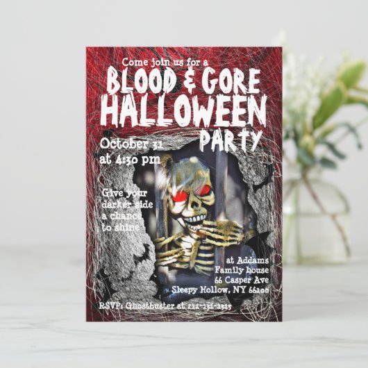 血液ゴアハローウィンパーティ招待状スカル 招待状 (スタンド正面)