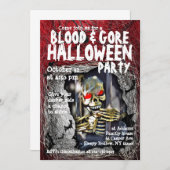 血液ゴアハローウィンパーティ招待状スカル 招待状 (正面/裏面)