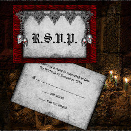 血液バラとシルクレッドゴシック結婚式RSVP 出欠カード