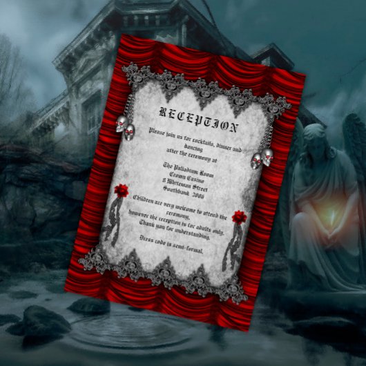 血液バラとシルクレッドゴシック結婚披露宴 エンクロージャーカード