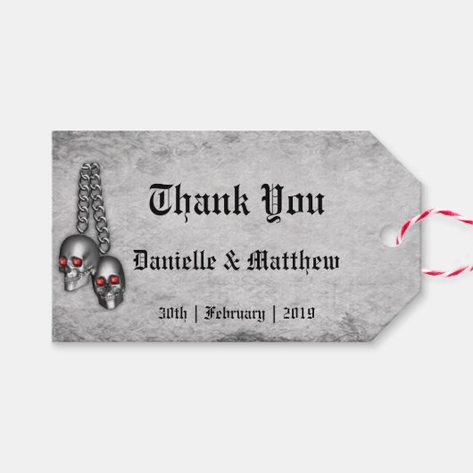 血液バラとシルクレッド結婚ゴシック感謝 ギフトタグ (正面(横))