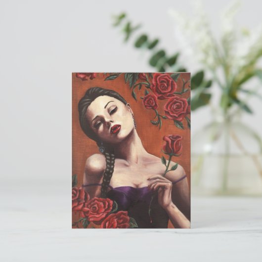 血液バラ – はがき (スタンド正面)