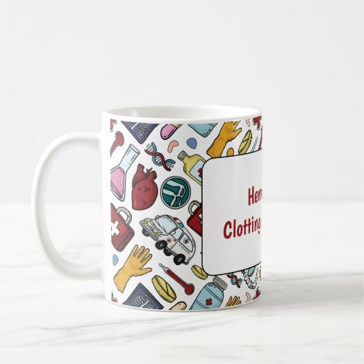 血液医学パン医師のパターンのギフト コーヒーマグカップ (左)