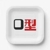 血液型漢字日本の字 ペーパープレート (正面)