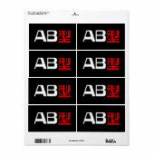 血液型AB漢字日本の字 ラベル (フルシート)