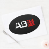 血液型AB漢字日本の字 楕円形シール (封筒)