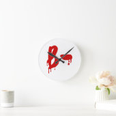 血液型B型陰性#ホラー病院 ラウンド壁時計 (ホーム)