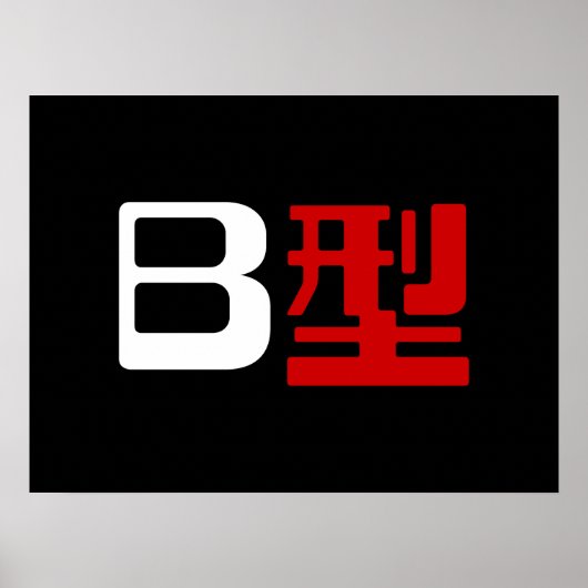 血液型B日本の漢字 ポスター (正面)