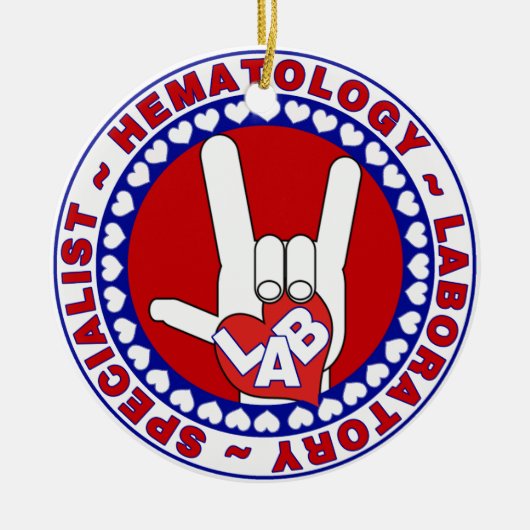 血液学専門医ロゴラウンド セラミックオーナメント (正面)