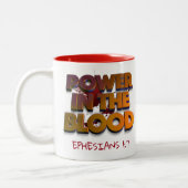 血液救済メッセージにおけるキリスト教権力 ツートーンマグカップ (左)