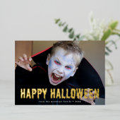 血液滴下ハッピーハローウィン写真 箔シーズンカード (立ち正面)