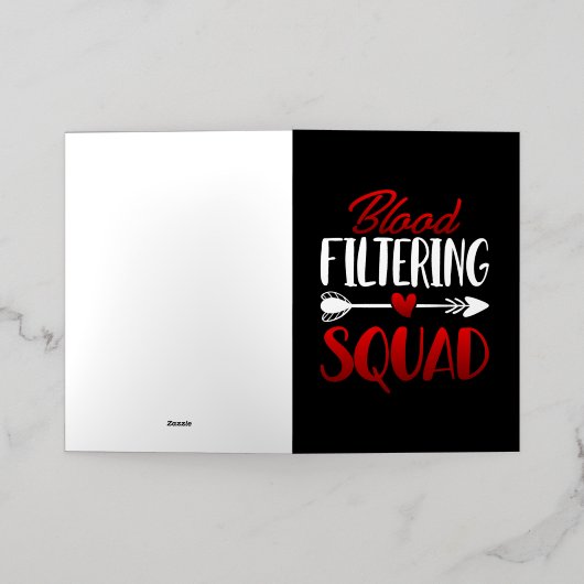 血液濾過チーム – 腎透析登録 箔グリーティングカード (外側レイダウン)