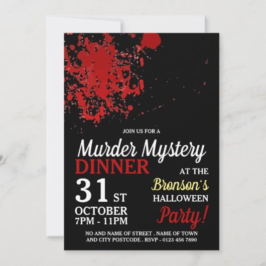 血液（ばちゃばちゃ）跳ねる、殺人謎ハロウィンディナー 招待状 (正面)