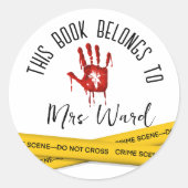 血犯罪現場テープ図書室シール ラウンドシール (正面)