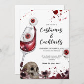 血球眼球スカルハローウィンパーティ招待状 招待状 (正面/裏面)